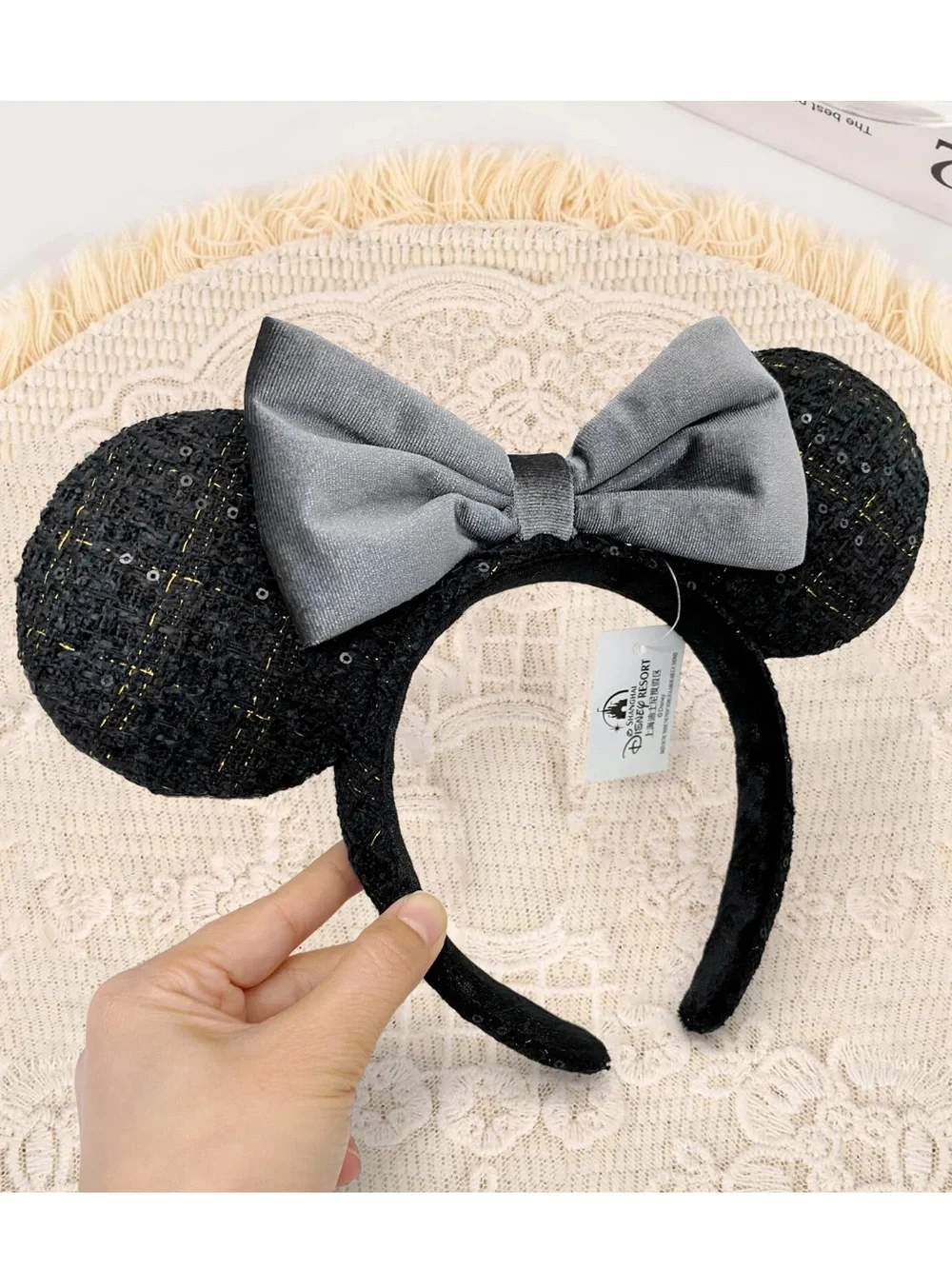 NWT DISNEY PARKS Japan Tokyo Disney Resort Black Bow Mickey Minnie Ears Headband